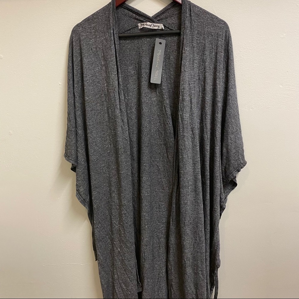 Michael Stars Open Front Kimono Cardigan Grey, OS